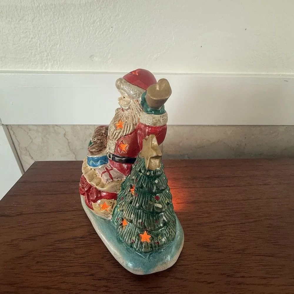 Santa Decoration Ceramic Vintage Christmas‎ Village Toy Bag Teddy Bear.